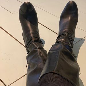 Ann Taylor Black Boots, gold trim
